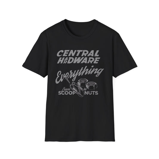 Central Hardware Everything T-Shirt | Vintage Hardware Screws Nuts Scoop Graphic