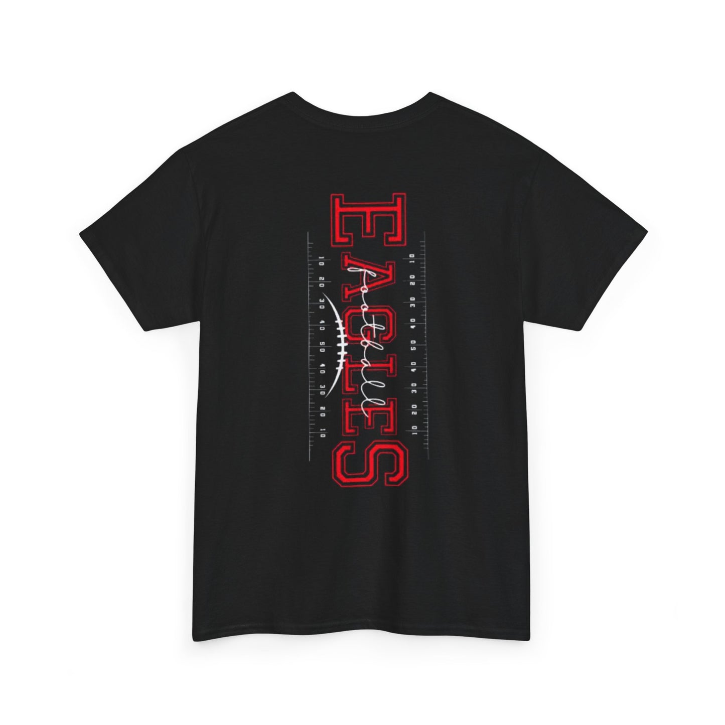 Eagles Vertical Back Logo Tee | Football Team Spirit, Red Black Design