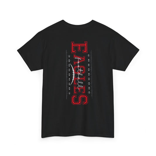 Eagles Vertical Back Logo Tee | Football Team Spirit, Red Black Design