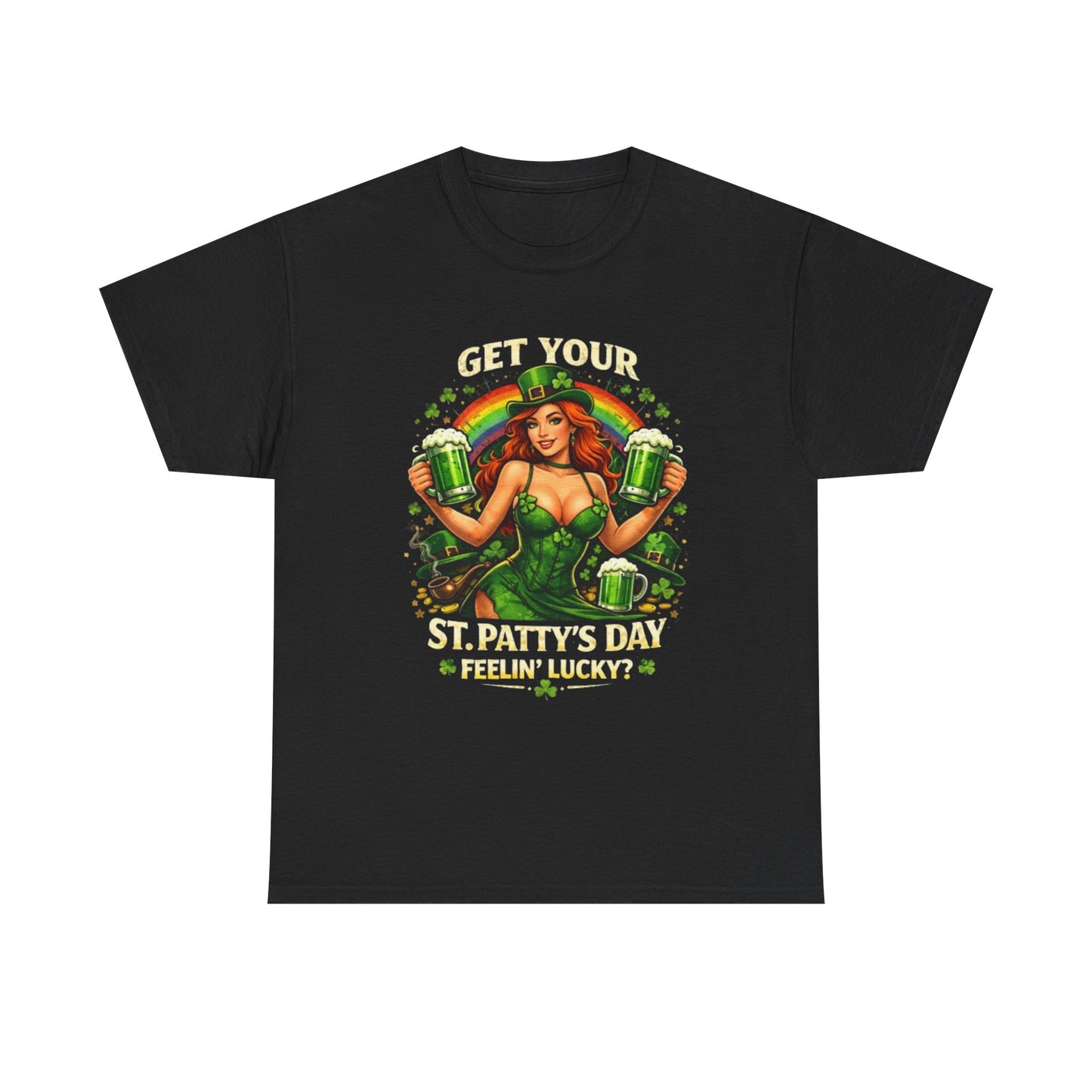 Get Your St. Patty's Day Feelin' Lucky T-Shirt | Irish Pinup Beer Design