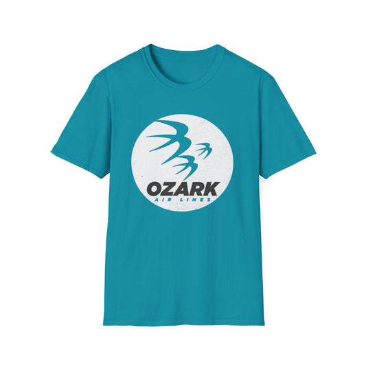 Ozark Airlines Logo T-Shirt | Retro Airline Graphic, Teal Crew Shirt